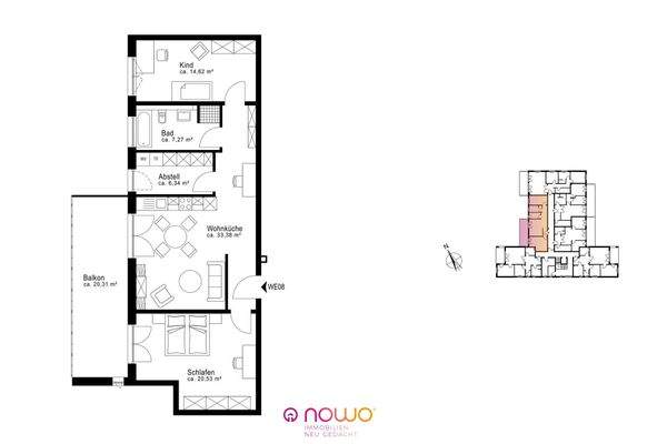 Grundriss Whg. 8, 1. OG mitte links