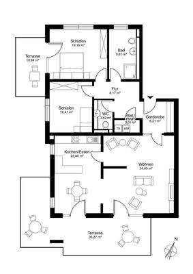Terrassenwohnung Nr. 2 im Erdgeschoss