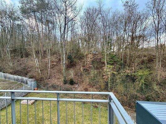 Blick ins Grüne vom oberen Balkon