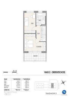 Grundriß Haus2 - Obergeschoß