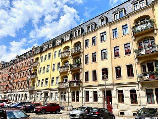 Schrägansicht Hauszeile Burkhardtstraße