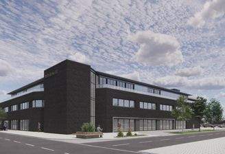 Modernes Gebäude mit Klinkerfassade