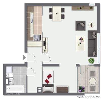 Grundriss 1,5 Zimmer-Wohnung