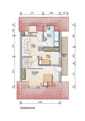 Schlafen und Bad im OG