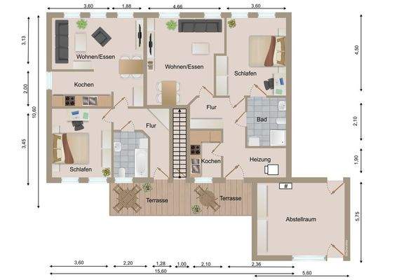 Grundriss Erdgeschoss Whg. 11 und 15