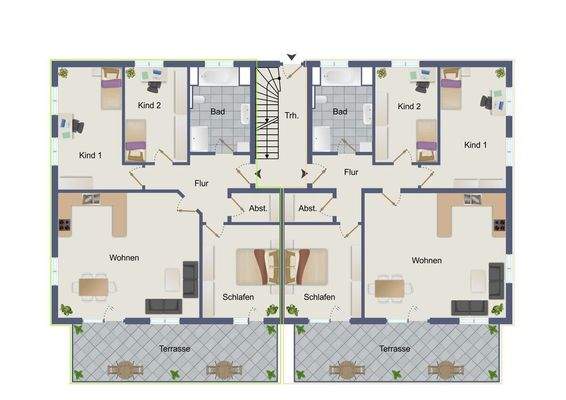 unverbindlicher Grundriss Erdgeschoss Wohnung 1 und 2