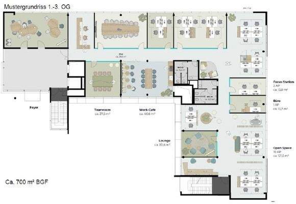 Mustergrundriss 1 - 3 OG