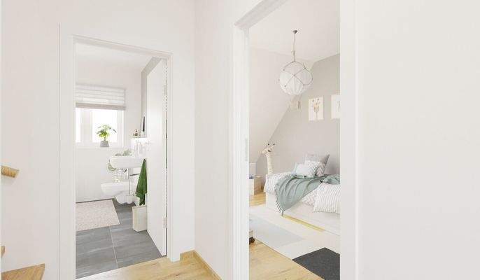 Visualisierung des Flurs im Obergeschoss