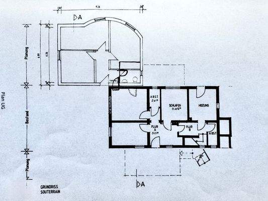 Grundriss Souterrain mit zwei Einliegerwohnungen
