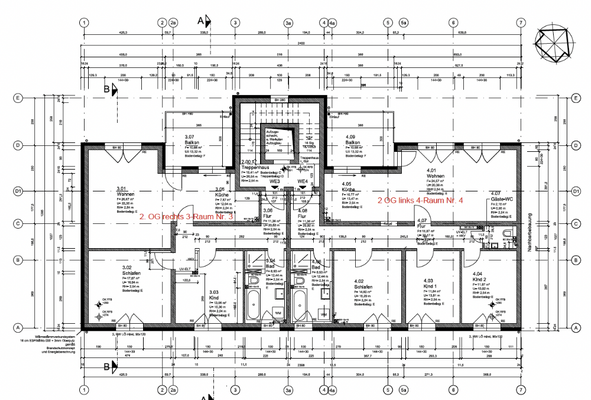 Grundriss 4-Raumwohnung 2.OG