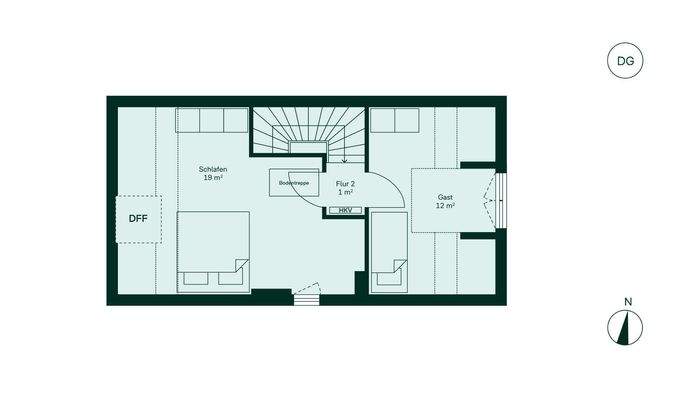 Komfortabler Grundriss im Obergeschoss
