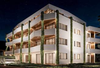 Hausansicht Nacht mit LED-Bele