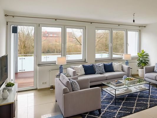Mittelgeschoss: Wohnzimmer - virtuell möbliert