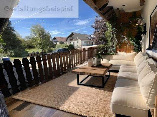 große Terrasse mit Blick ins Grüne