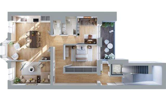 Rendering Grundriss 3. Etage