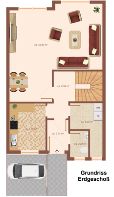 Grundriss Erdgeschoss u 1 Pkw Stellplatz