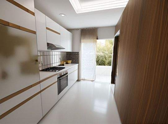 Küche mit Ausgang zur Terrasse