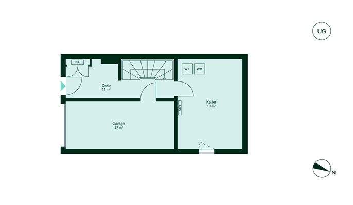 Praktisch durchdacht mit direktem Zugang zur Garage und viel Platz im Keller