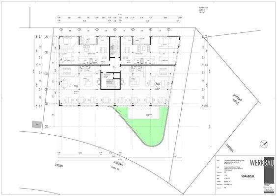 Grundriss 1.OG (2x Büro, 2xWE)