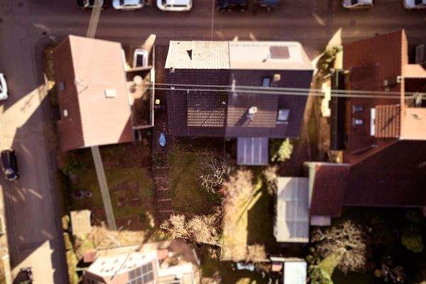 Blick auf das Haus von oben