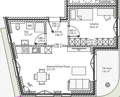 Grundriss Whg. 2 Gebäude 1