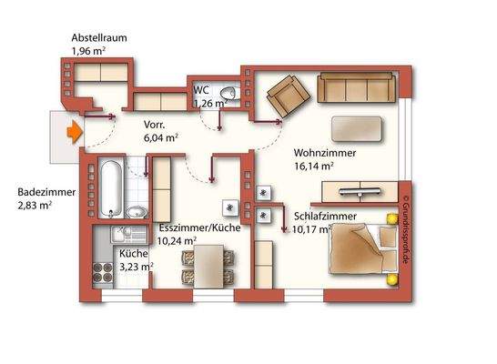 Grundriss möbiliert