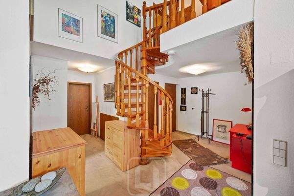 Platzsparende Wendeltreppe