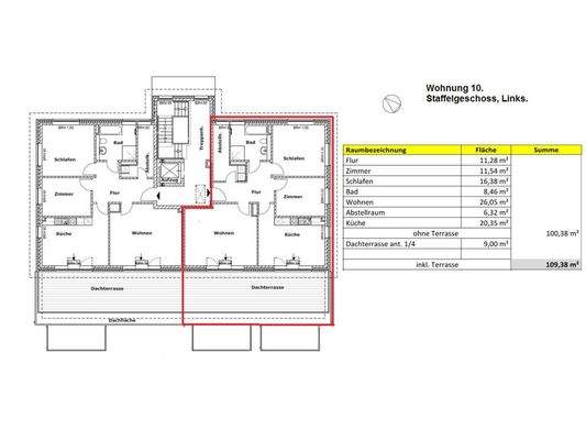 Beispielgrundriss Staffelgeschoss