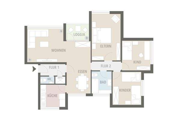 Grundriss (Beispielmöblierung)