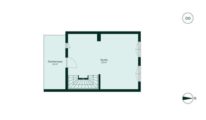 Ausgebautes Dachstudio mit angrenzender Dachterras