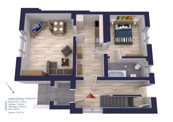 Grundriss Wohnung 1 - Erdgeschoss