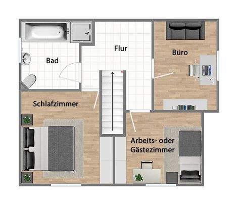 Grundriss Obergeschoss (nicht maßstabsgetreu)