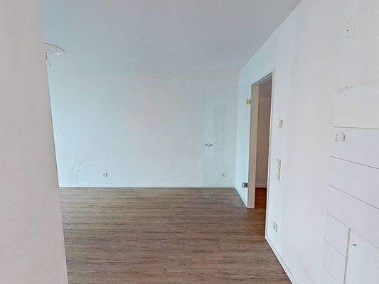 Ansicht IV: Wohn- und Esszimmer mit offenem Küchenbereich