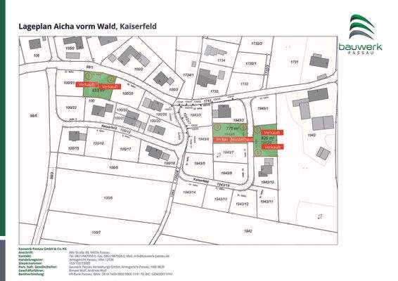 Lageplan Grundstücke 