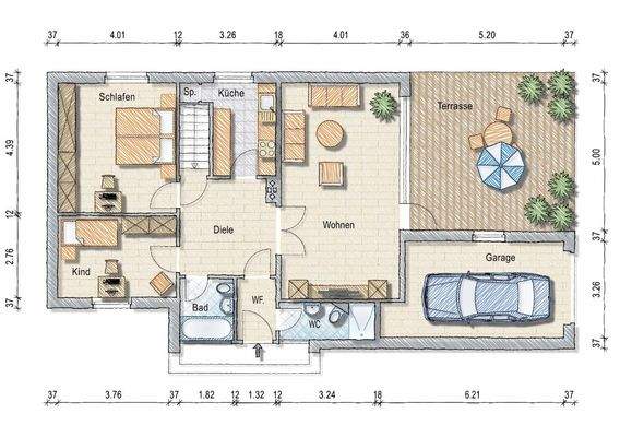 Grundriss Erdgeschoss (nicht maßstäblich)