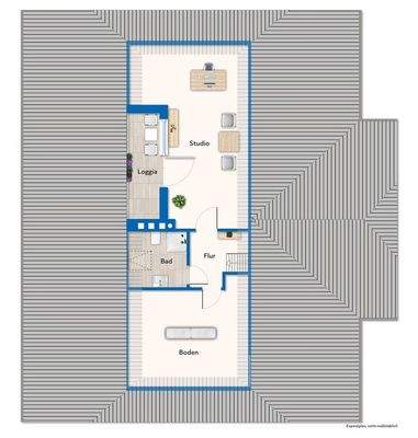 Spitzboden mit Mustermöblierung