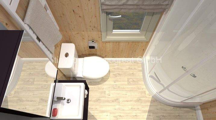 Bad mit Dusche und WC