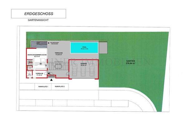 Lehner Immobilien Grundriss Bild EG Gartenansicht