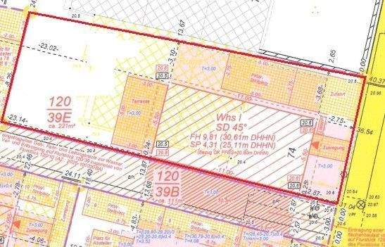 Grundstück rot markiert