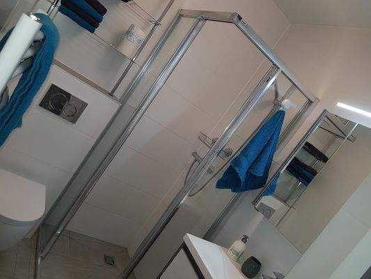 Badezimmer mit Dusche und WC
