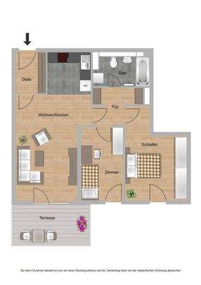 Haus D, Typ 12, 3 Zimmer, 72,27m²