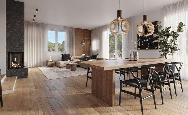 Visualisierung Wohn- und Essbereich