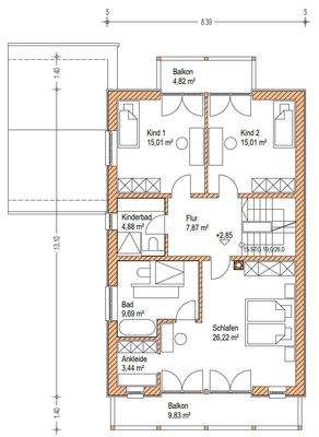Grundrissplan Obergeschoss