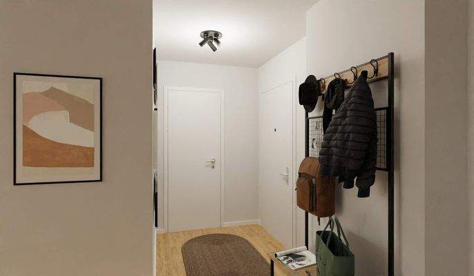 Der Eingangsbereich bietet Platz für Garderobe und