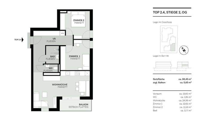 Grundriss Top 4, Stiege 2