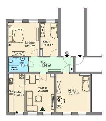 Grundriss, nicht maßstäblich