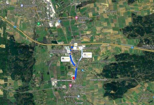 Mikro-Lage: In 4 Minuten auf die Autobahn A8 (Stuttgart - München)