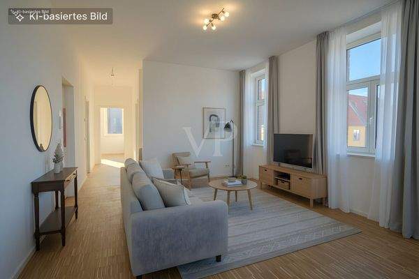 Wohnzimmer digital möbliert