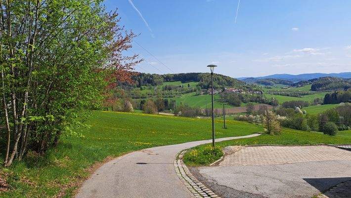 Zufahrtstraße mit Stellplätzen