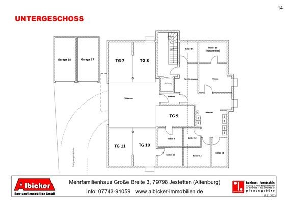 Untergeschoss mit Tiefgaragen, Wasch-Trockenraum und Kellerräume